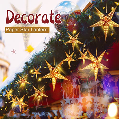 20 Set Christmas Paper Star Lanterns with LED Lights Hanging Decor N8251