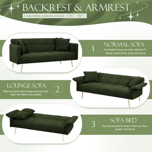 Teddy Futon Sofa Bed with Convertible Backrest and Memory Foam B370