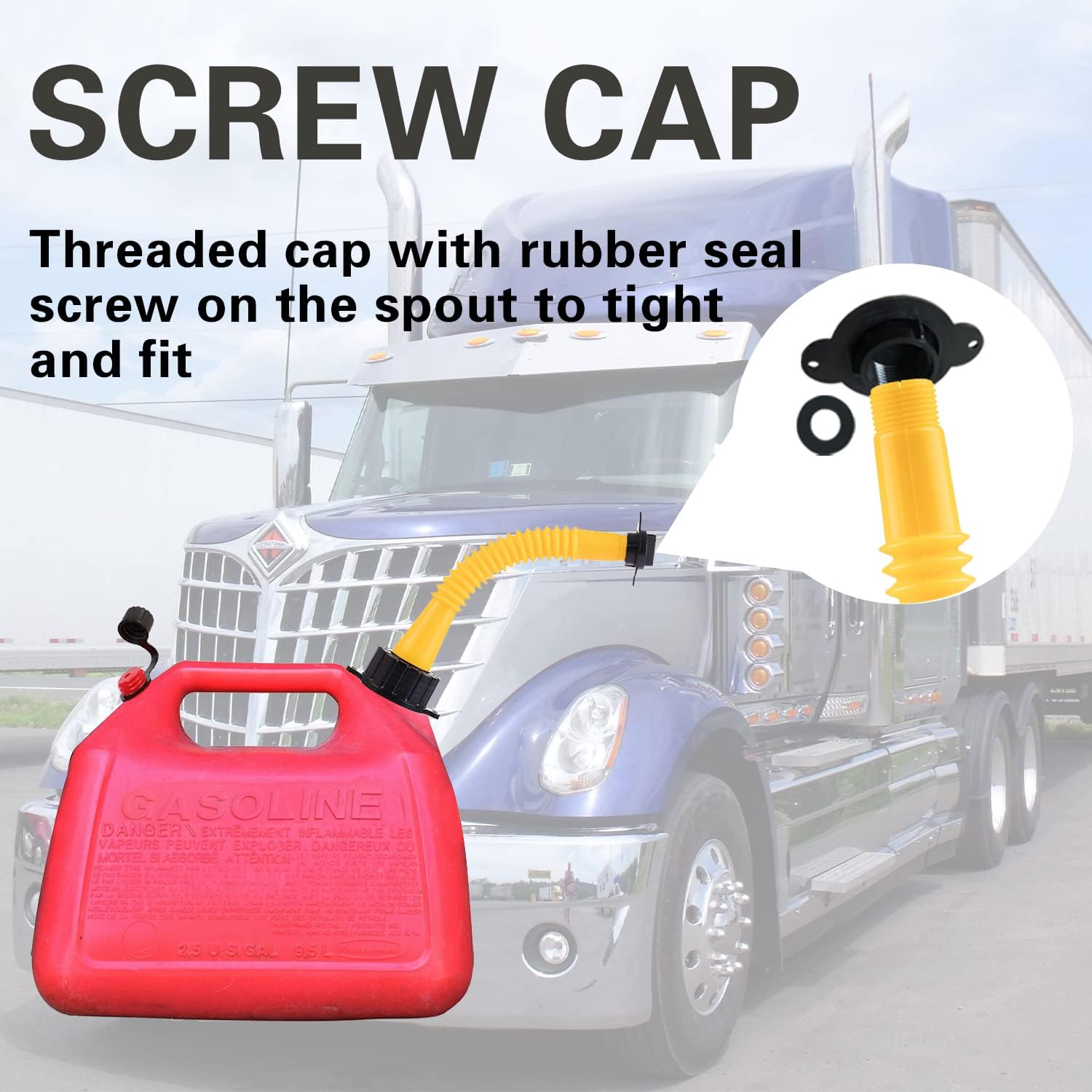 Flexible Gas Can Spout Replacement with Coarse and Fine Thread Caps V56151
