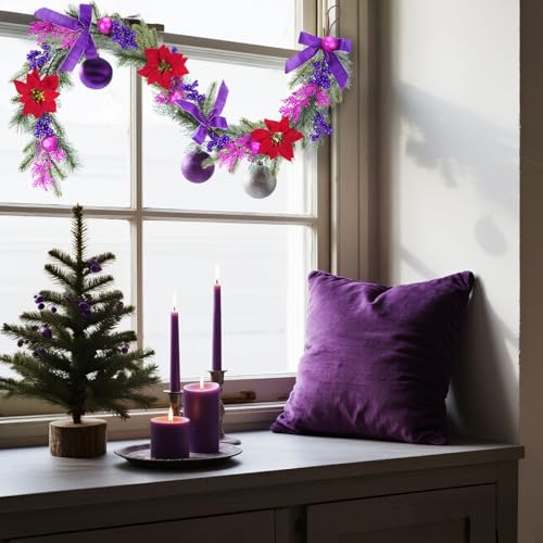 6.6 ft Christmas Garland with Faux Cedar and Glitter Berry P303