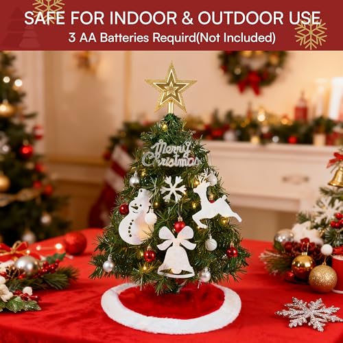 24" Mini Christmas Tree Tabletop Set with LED Lights and Star Treetop Z113832