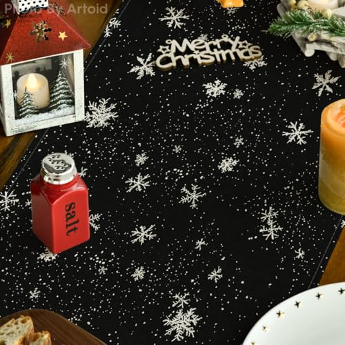 Snowman Christmas Birds Trees Table Runner, Winter Holiday Kitchen Dining Decoration, 13 x 72 Inch B443657