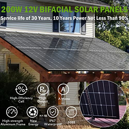 200 Watt Bifacial Monocrystalline Solar Panel 12V for RV Home Off Grid S885983