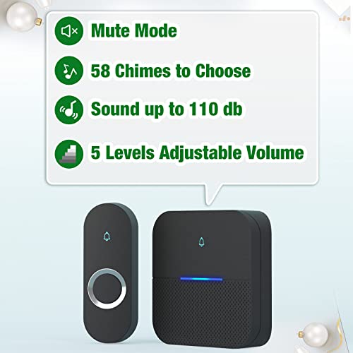 Wireless Doorbell, Waterproof, 1000ft Range, 2 Buttons & 2 Receivers Y887696