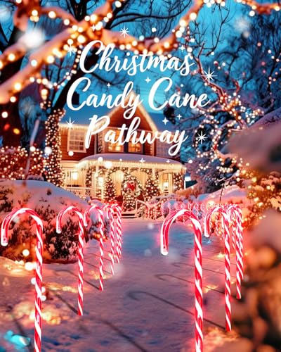 24 Pack Solar Christmas Candy Cane Lights Outdoor Pathway Decorations with 168 Warm Lights H655