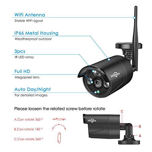 Wireless Security Camera System, 16CH 4K NVR, 4Pcs 3MP WiFi Cameras, Night Vision, Motion Detection, 1TB HDD P9721