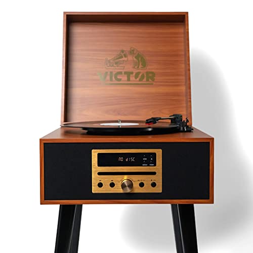 8-in-1 Turntable Music Center with 3-Speed Record Player, CD/MP3 Player, FM Radio, Bluetooth, USB Playback, Stereo Speakers S81740