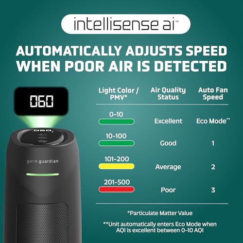 Air Purifier with HEPA Filter for Large Rooms, Removes Smoke, Pet Dander, Pollen, and Odors T1048