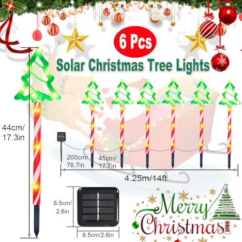 Solar Christmas Pathway Lights Outdoor Decorations, 8 Modes Waterproof LED Garden Stake Light, 6 Pack N671623