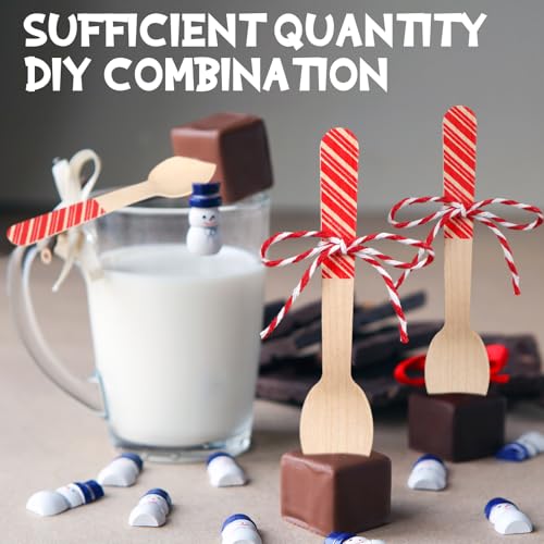 100 Set Christmas Wooden Spoons for Hot Cocoa, Chocolate, and Baking U148