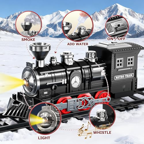 Electric Train Set for Kids with Smoke, Light and Sound, DIY Tracks L560