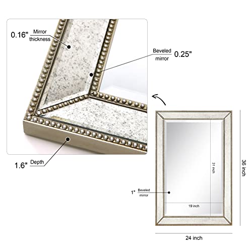 Antique Wall Mirror for Bathroom, Bedroom, Living Room, Ready to Hang, 24" x 54" D519