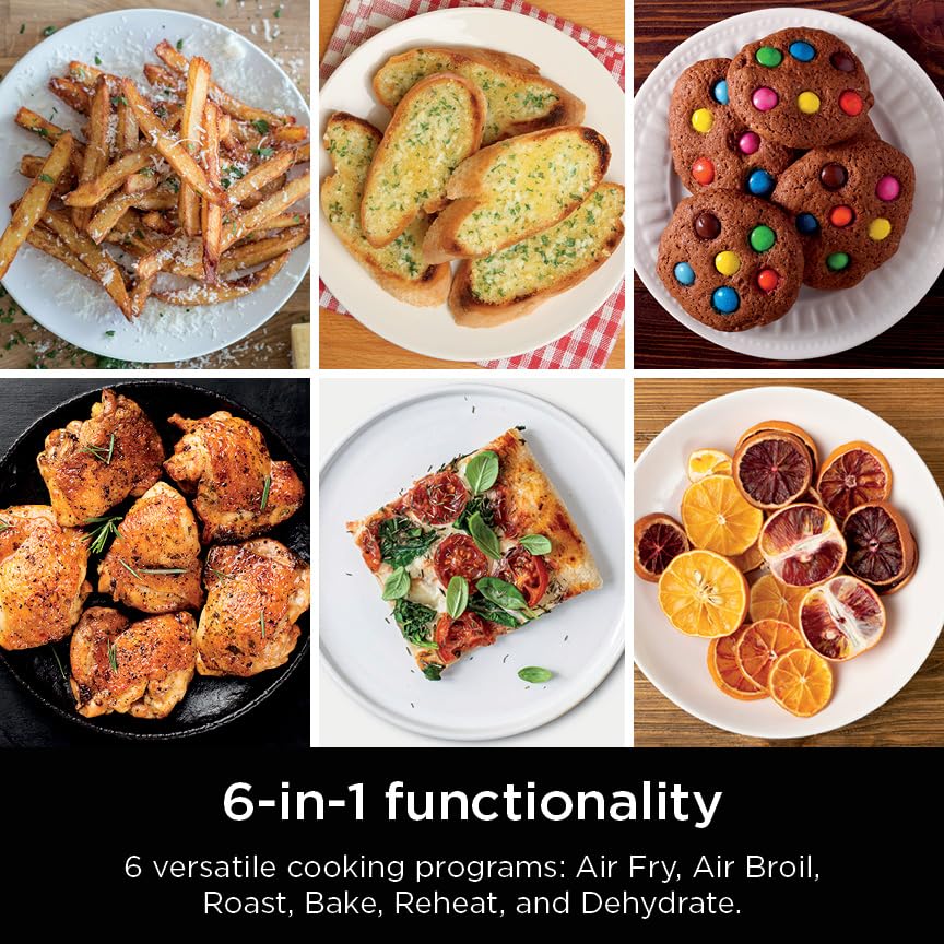 Air Fryer, 8 QT DoubleStack 2-Basket, Space Saving Design, 6-in-1, Roast & Bake, Dishwasher Safe Parts, Black N43591