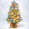 Mini Christmas Tree with 50 LED Lights, 24 Inch Tabletop Prelit Artificial Tree U511