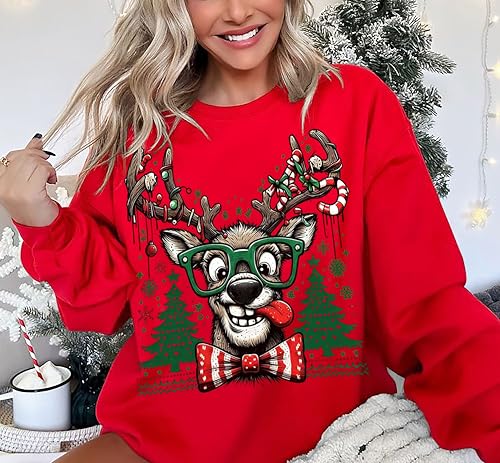 Funny Reindeer Christmas Sweatshirt Oversized Pullover K664011