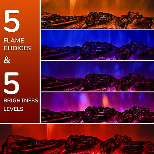 Electric Fireplace Logs 20-Inch with Remote, Adjustable Flame Colors, Overheat Protection T505
