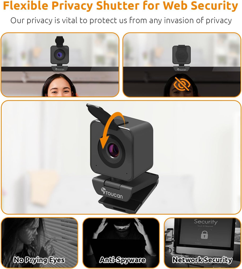 Webcam with Microphone, Stereo Audio, 115° View, USB Plug and Play E539403