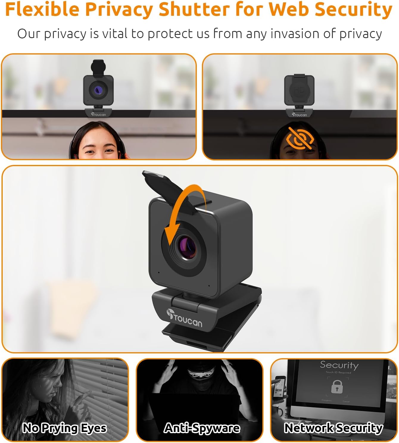 Webcam with Microphone, Stereo Audio, 115° View, USB Plug and Play E539403