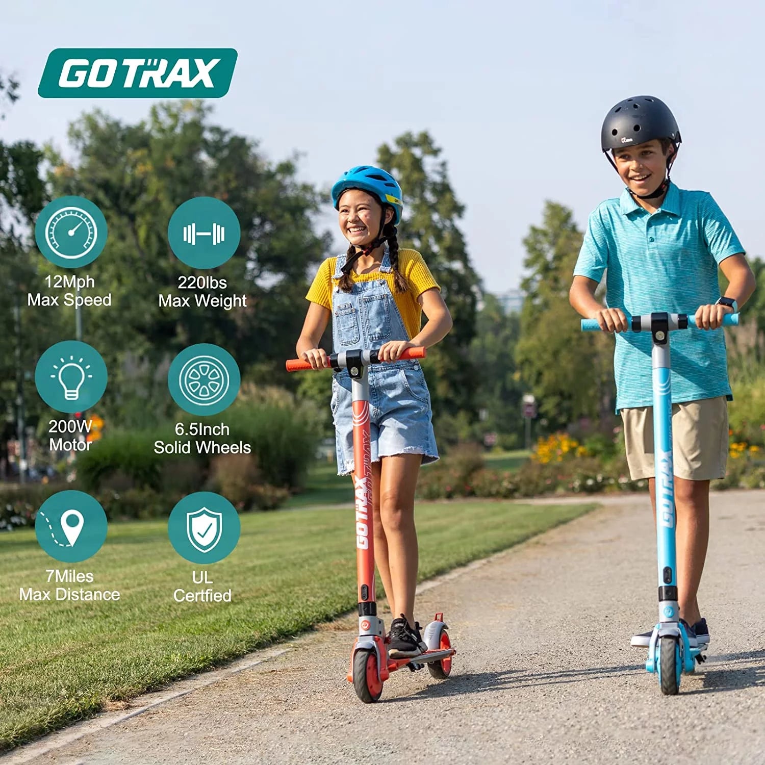 Electric Scooter for Kids Teens, 200W, Foldable, Blue V45836