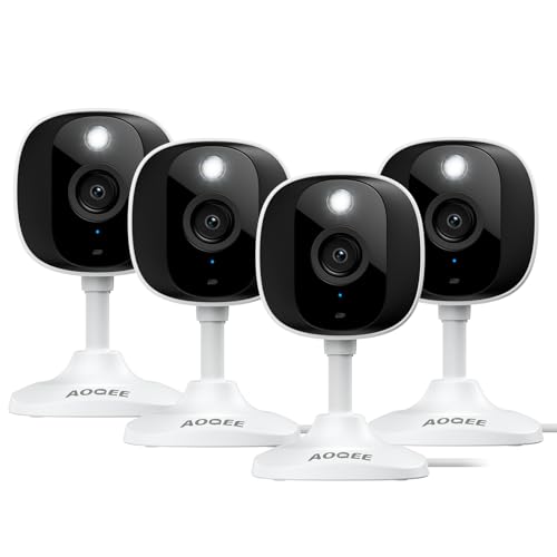 2K Cameras for Home Security-Outdoor/Indoor Camera for Dog/Cat/Pet/Nanny/Baby, Color Night Vision, White Light, Siren, 24/7 SD Recordings, Works with Alexa/Google Home, C1-White-2P (2.4Ghz WiFi)