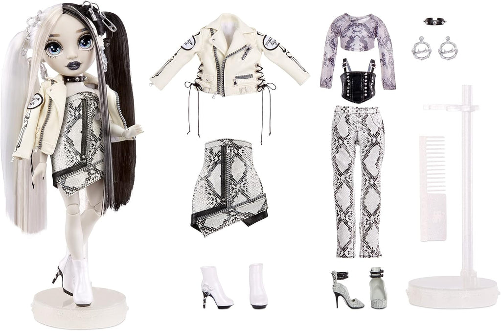 Grayscale Fashion Doll with 2 Grey Outfits and Accessories A17046