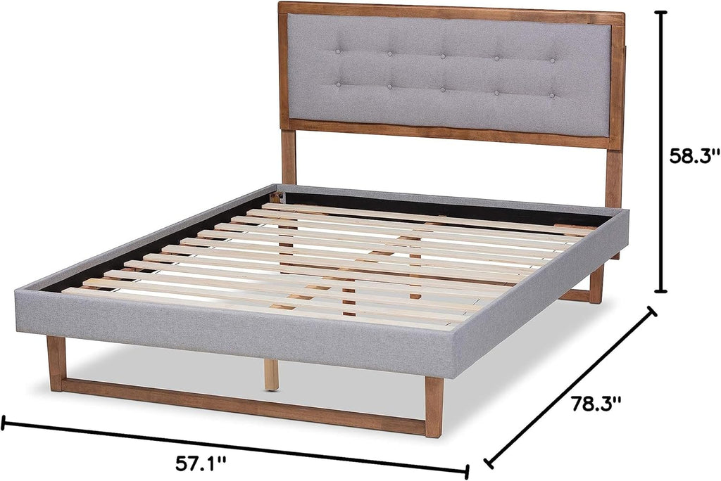 Full Platform Bed, Light Grey and Ash Walnut G537