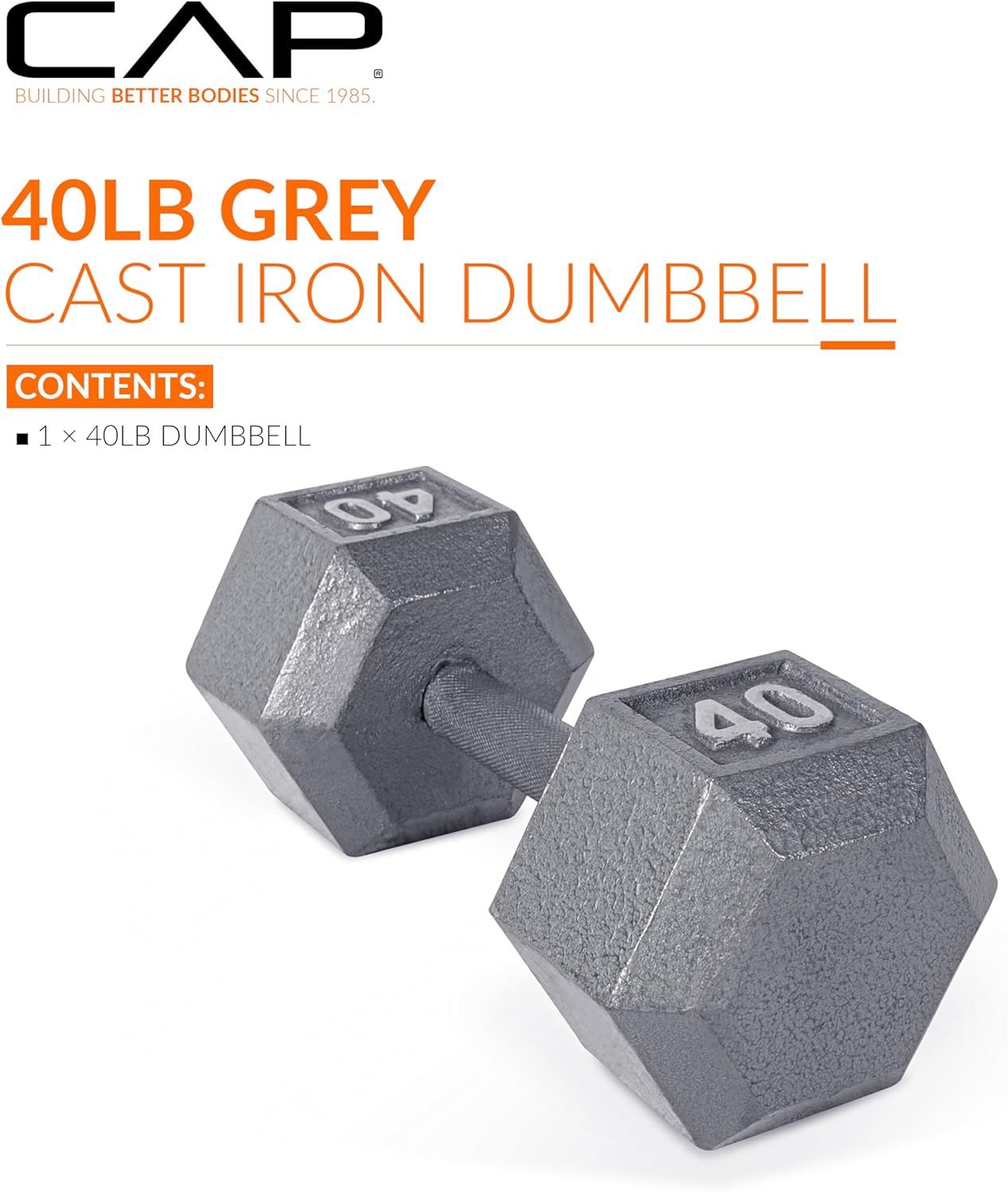 Cast Iron Hex Dumbbell, 40 lb M204