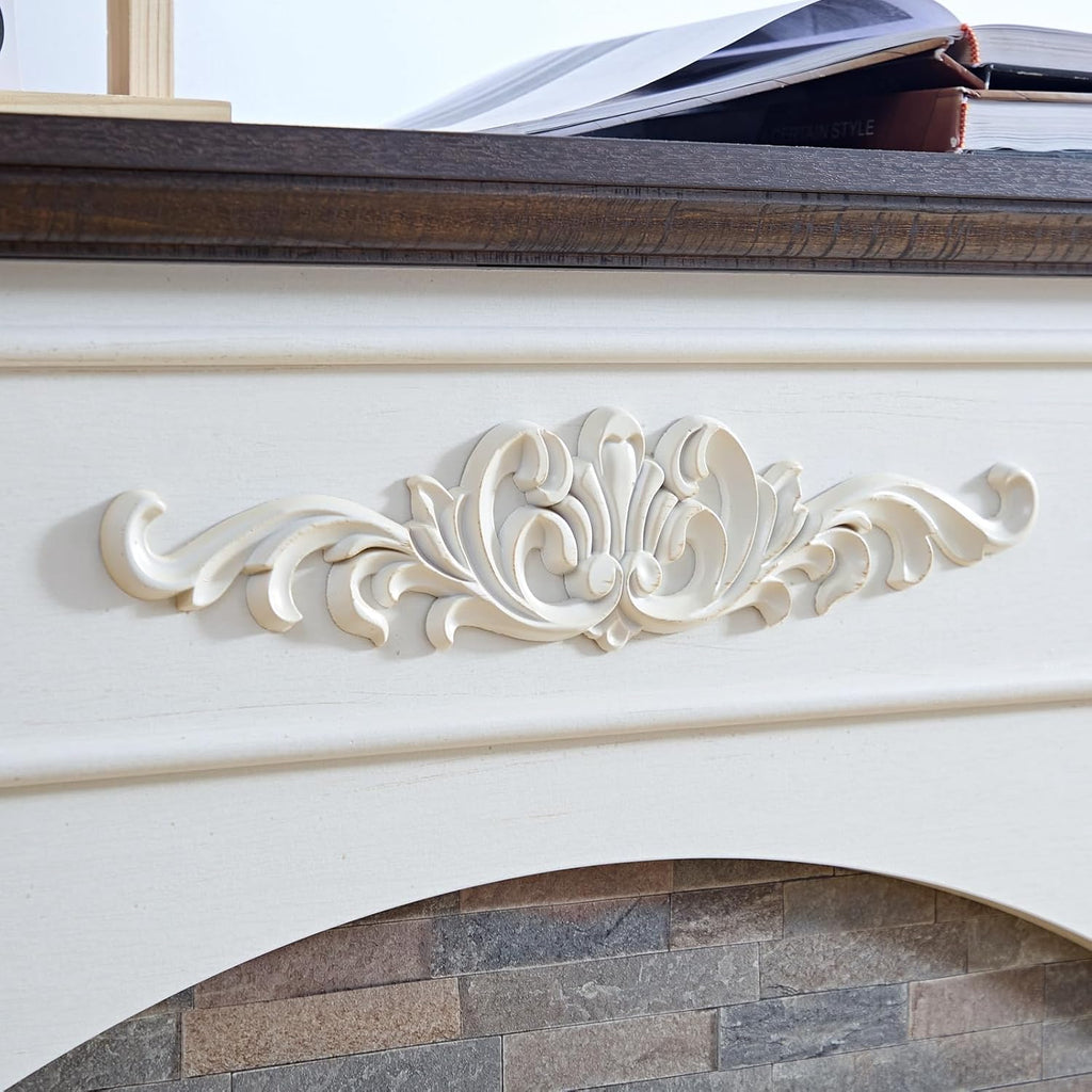 Carved Pilasters Electric Fireplace with Mantel, Freestanding Heater D90641