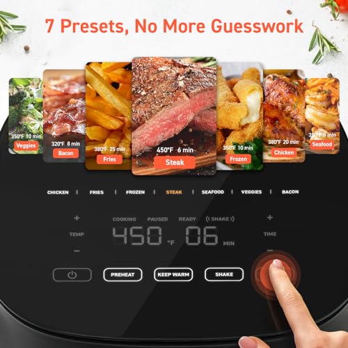 Compact 5QT Air Fryer with Glass Panel and Dishwasher-Safe Basket B429