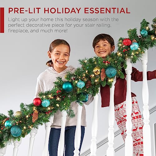 Pre-Lit Holiday Christmas Garland for Stairs, Fireplace with 50 Lights U582051