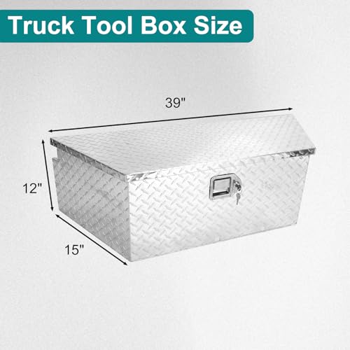Aluminum Stripes Trailer Storage Box, Waterproof Tool Box, 39" x 16.5" x 12", Black U492