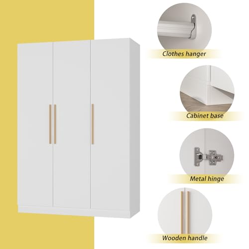 Large Armoire Wardrobe with 3 Doors and Storage Shelves T384798