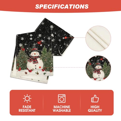 Snowman Christmas Birds Trees Table Runner, Winter Holiday Kitchen Dining Decoration, 13 x 72 Inch B443657