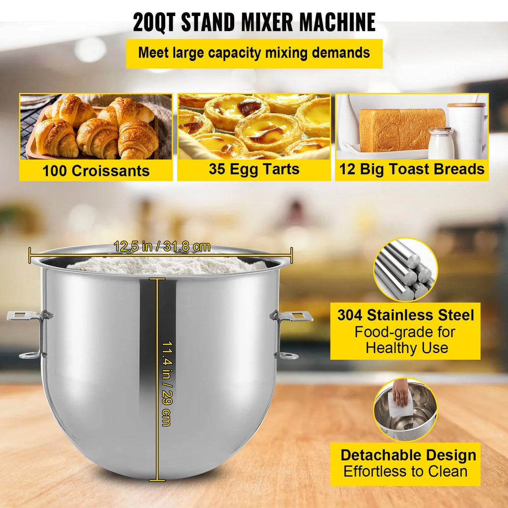 20Qt Stainless Steel Bowl Stand Mixer with Meat Grinder, 3 Speeds M7949
