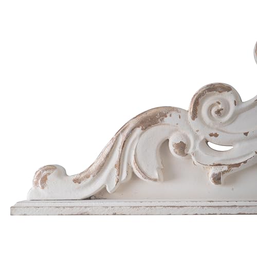 39 inch Floral Carved Wall Sculptures French Country White Wood Wall Art W461