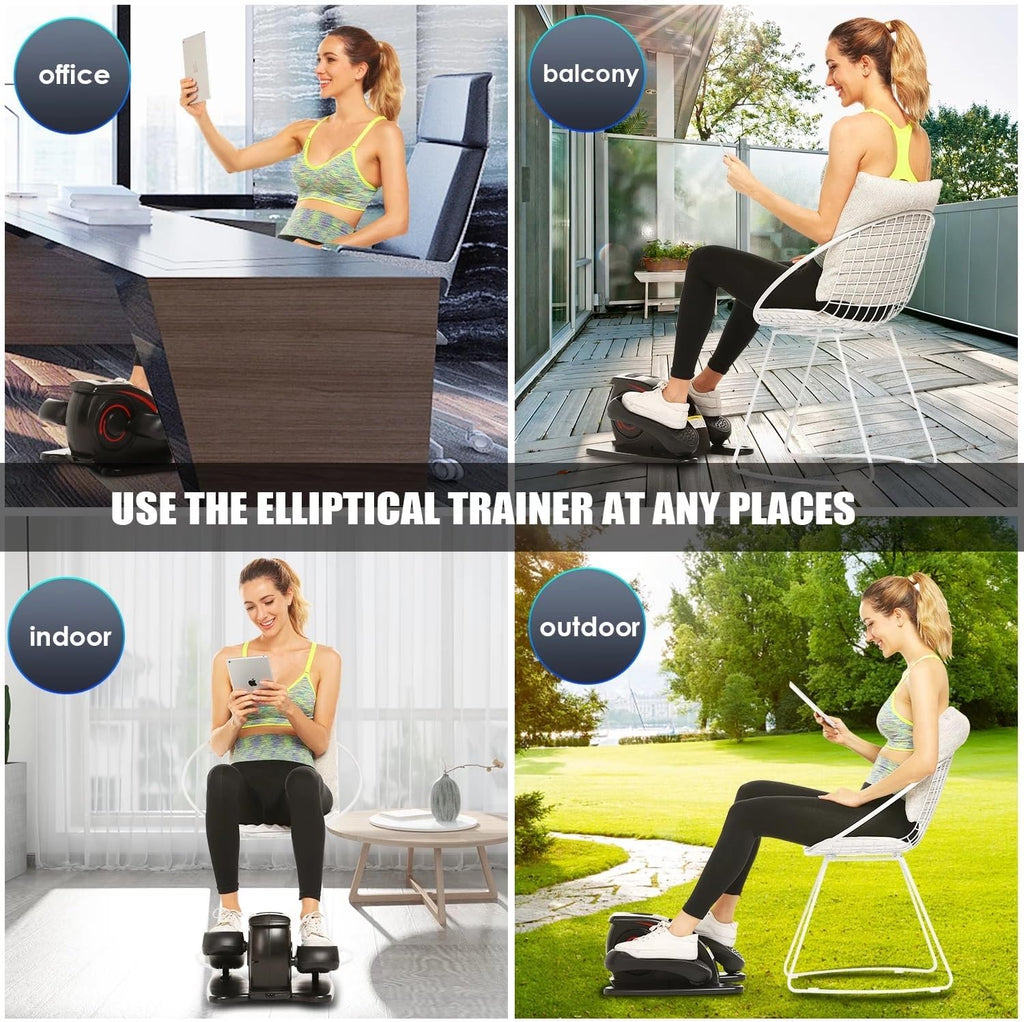 Under Desk Elliptical Machine Electric Seated Pedal Exerciser with LCD Display and Remote Control O53848
