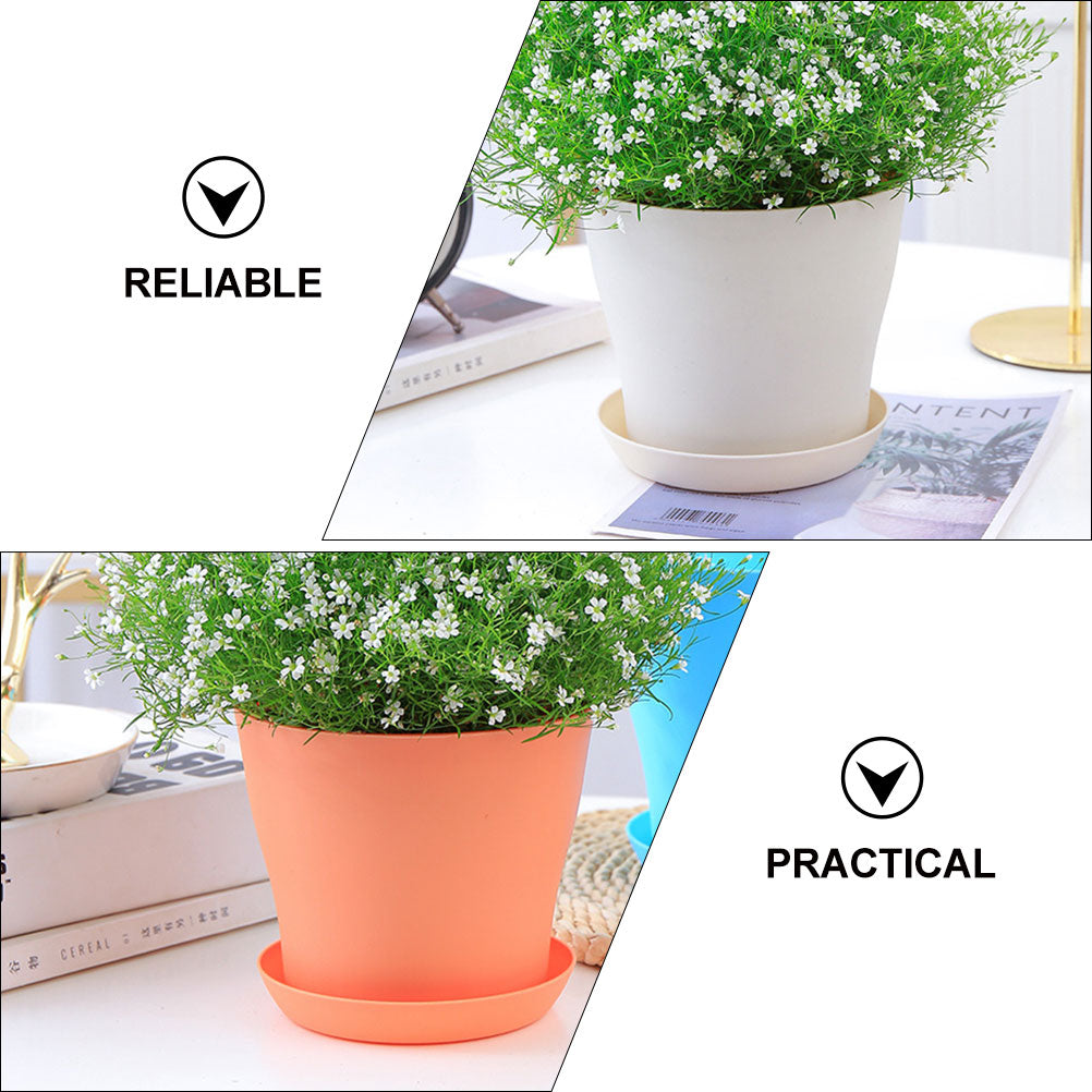 Plastic Flower Pot with Tray, Round Bonsai Planter, 8 Pack P1717