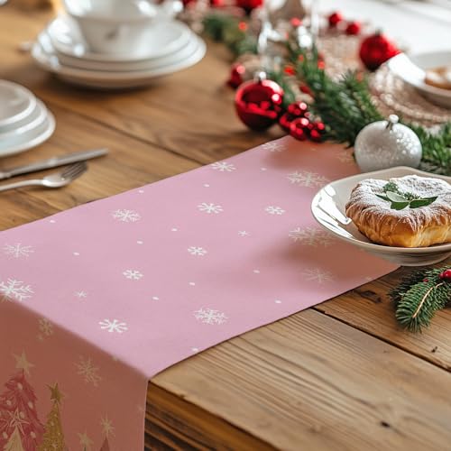 Christmas Table Runner 13x72 Inch, Red Winter Holiday Decor H348