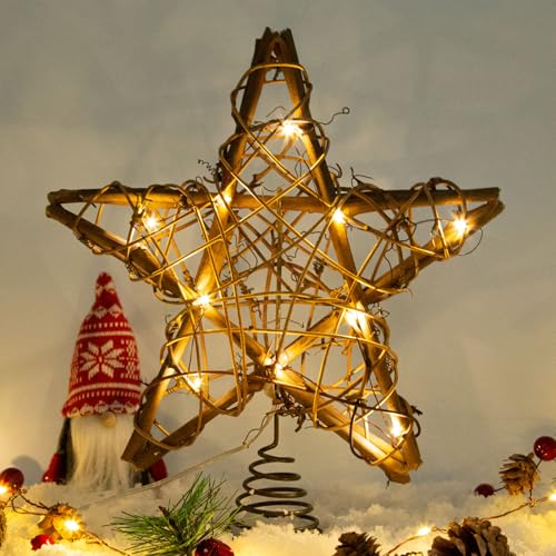Christmas Tree Topper Star with Warm White Light, 8.7 Inch B717833