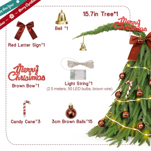 Mini Christmas Tree with 50 LED Lights, 24 Inch Tabletop Prelit Artificial Tree U511