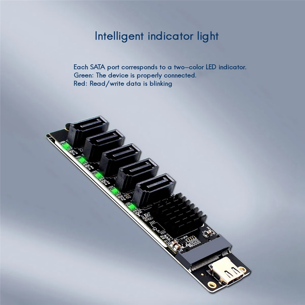 USB-C to SATA 5-Port Adapter Card for SSD HDD Expansion X5945
