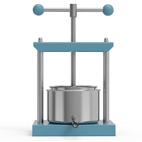 SQUEEZE master Cheese Tincture Herb Fruit Wine Manual Press -0.53Gallon/ 2 Litre-Power Ball Handle-Stainless Steel & Iron for Juice, Cider,Wine,Olive Oil