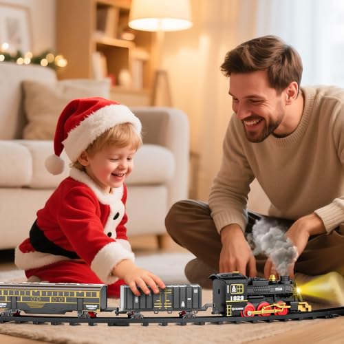Electric Train Set for Kids with Smoke, Light and Sound, DIY Tracks L560