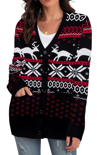 Funny Christmas Cardigan for Women Open Front Knit Coat W4033