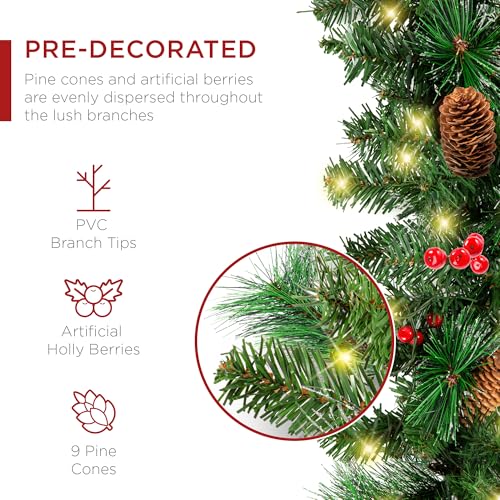 Pre-Lit Holiday Christmas Garland for Stairs, Fireplace with 50 Lights U582051