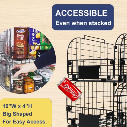 Wire Stackable Baskets for Kitchen Pantry Organizing, 4 Pack, Black G814232