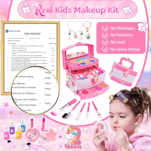 Kids Makeup Kit for Girls, Washable Pretend Play Set Q74070
