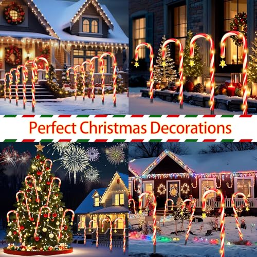 Outdoor Solar Christmas Decorations, 180 LED Candy Cane Lights, 8 Modes, Waterproof G88930