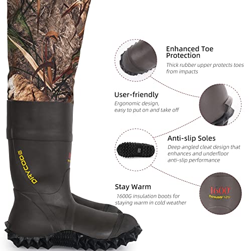 Waterproof Fleece-Lined Chest Waders for Men with Insulated Boots G334