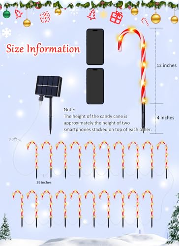 Solar Candy Cane Lights Outdoor Pathway, 8 Modes LED Christmas Decorations Z884